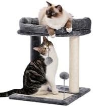 Cat Tree Scratching Post with Soft Perch Nest Sisal-Covered Scratch Posts and Pads, and Cat Toy with Two Plush Balls ls Perfect for Playing with Kittens and Cats