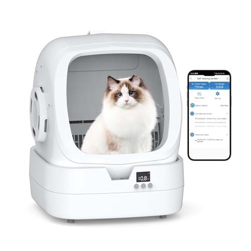 automatic-cat-litter-box-self-cleaning-app-control-and-weight-monitoring-ultra-quiet-suitable-for-medium-cats-and-kittens-safe-anti-pinch-litter-box-assembly-required-white