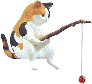 Cat Fishing Figurine, Cute Cat Statue Decor, Resin Mini Fish Tank Decorations Craft Sculpture for Aquarium Tanks Desk Yard Pond Indoor Outdoor