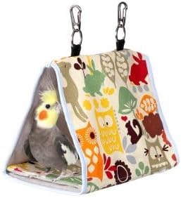 Bird Nest Snuggle Hut,Parrot Habitat Cave Hanging Tent for Small Medium Parrots Budgies Eclectus Parakeet Cockatiels Lovebird African Grey (Yellow Owl, S)