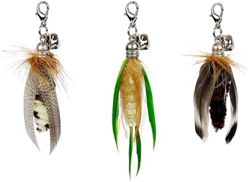 TTcat Cat Feather Toys, 3 Pcs Mini Insects Refills, Cat Toys Replacement Feathers for Cat Kitten Wand.