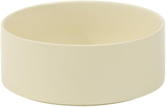 Ceramic 7.3inch Dog Bowl, Food and Water Bowl for Medium Breed Dog, Pet Feeder for Replacement (Single Bowl, Beige)