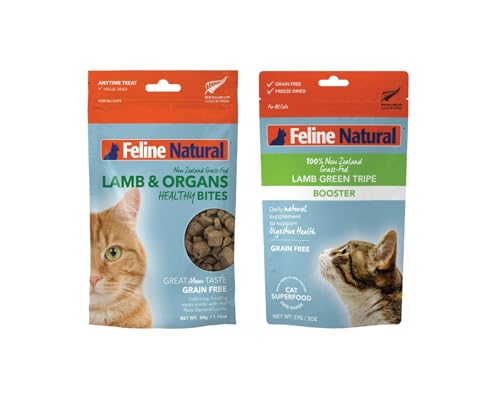 Feline Natural Freeze-Dried Cat Food & Treats, Lamb Tripe 2 oz & Lamb Bites 1.76 oz