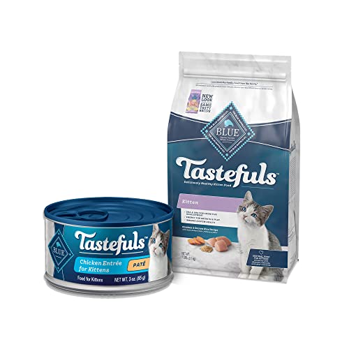 Blue Buffalo Tastefuls Natural Kitten Food Bundle, Dry Cat Food and Wet Cat Food, Chicken (7-lb Dry Food + 3oz cans 24 ct)