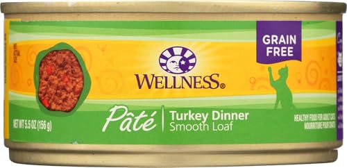 Wellness Natural Pet Food Complete Health Grain Free Wet Canned Cat Food, Turkey, 5.5 Ounce (Packaging may vary)