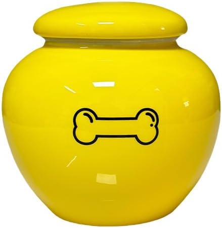 Yellow Ceramic Pet Urn for Ashes ??Handcrafted Bone Print Memorial Jar 4.9''×4.9'' Fits Pets up to 27 lbs, Elegant Indoor & Outdoor Decorative Keepsake for Dogs, Cats, and Fur Babies