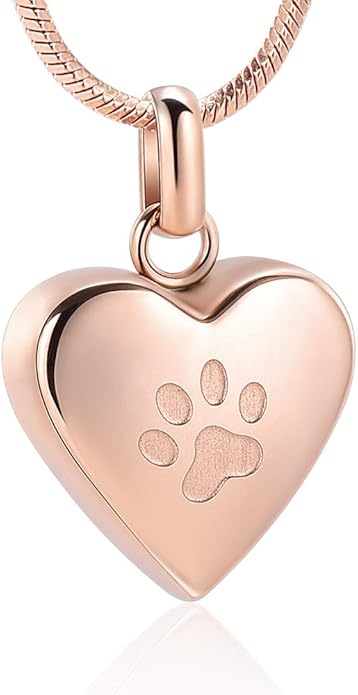zeqingjw Pet Cremation Jewelry for Ashes Pendant Paw Print Pet Heart Urn Necklace Memorial Keepsake Jewelry for Pet/Dog's/Cat's Ashes