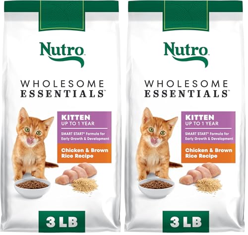 Nutro Wholesome Essentials Kitten Natural Dry Cat Food for Early Development Farm-Raised Chicken & Brown Rice Recipe, 3 lb. Bag (Pack of 2)