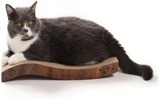 Reversible Wave Cat Scratcher for Indoor Cats - Cat Scratching Board, Horizontal Cat Scratch Pad Lounger with Reversible Usability and Extra Comfort for Lounge(1Pack, Dark Cherry)