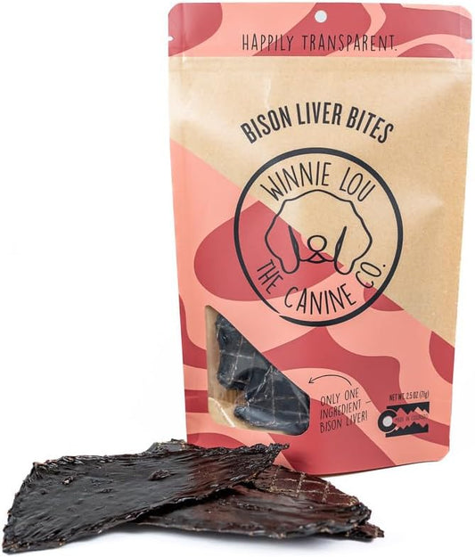 Winnie Lou Bison Liver Bites Dog Treats ??Single Ingredient, Human Grade, Limited Ingredient Training Treats for Small, Medium & Large Dogs, Made in USA (1 Pack)