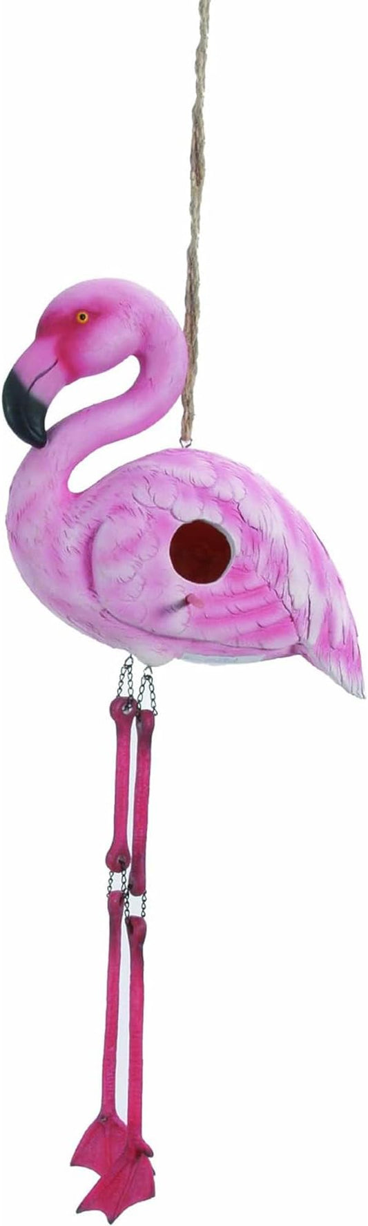 Spoontiques - Birdhouse - Garden Décor - Decorative Bird House for Yard and Garden Decoration - Hanging Novelty for Outdoor Patio - Flamingo Birdhouse