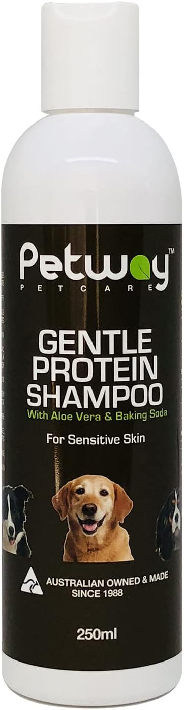 Petway Petcare Dog Shampoo for Pets with Sensitive Skin, Gentle Protein Pet Shampoo with Baking Soda and Aloe Vera, Gluten Free, Eliminates Pet Odor, Dandruff, 250ml