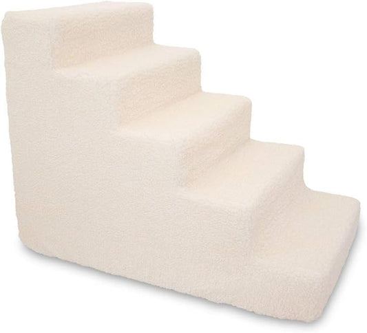 Best Pet Supplies Dog Stairs & Steps - Foam Steps for Small Dogs & Cats, Non-Slip Indoor Balanced Pet Step Support, Dog Ramp, No Assembly, Lambswool, 5-Step (22.5-inch Height)