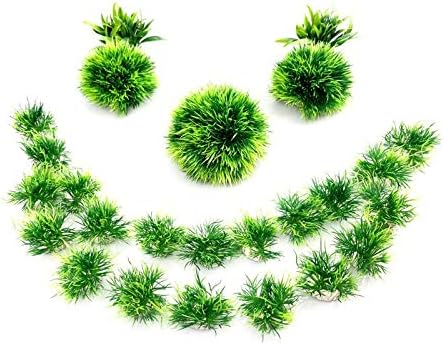 BEGONDIS Artificial Aquarium Green Water Plants Grass Ball Set 25 Pcs, Fish Tank Aquarium Decorations, Made of Soft Plastic