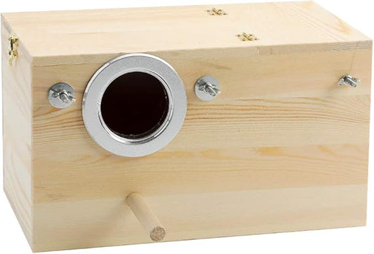Pine Wood Parakeet Nest Box Bird House Budgie Breeding Mating Box for Lovebirds Cockatiel Parrotlets (XL)