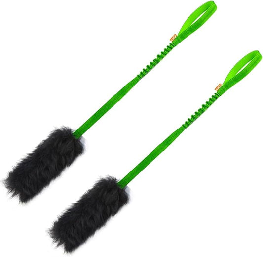 HOWGO Dog Rope,Dog Bungee Chaser 100% Sheepskin,Sheep Smell Tug for All Breeds(Green, Long Without Ball 2Pack)