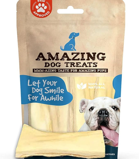 Amazing Dog Treats - Beef Cheek Strips Premium Dog Chew (6 Inch - 12 Pack) - NO Odor - Thick Cut - Rawhide Alternative - Beef Cheek Slice Chip Sticks - No Dyes, Chemicals, or Preservatives