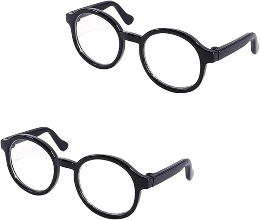 2Pcs Black Pet Dog Cute Glasses Clear Lens Retro Glasses Photo Props Transparent Cat Sun Glasses for Small Dogs Cats Cosplay Costume Dog Sunglasses