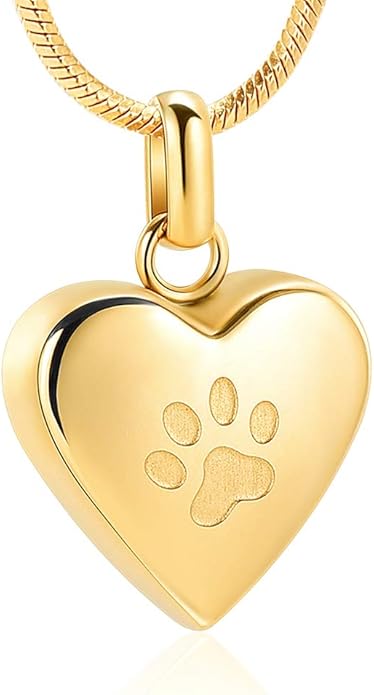 zeqingjw Pet Cremation Jewelry for Ashes Pendant Paw Print Pet Heart Urn Necklace Memorial Keepsake Jewelry for Pet/Dog's/Cat's Ashes