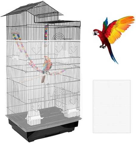 Universal Bird Cage Seed Catcher ??Stretchy, Lightweight Mesh Skirt for Parrot Cages, Stops Scatter, Breathable Fabric, Adjustable & Reusable, White viiwxx