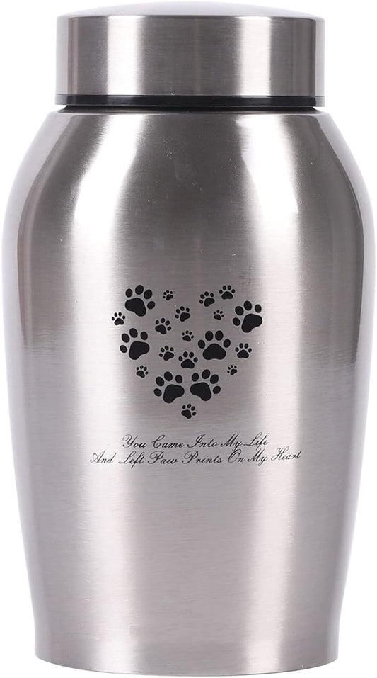 Stainlee Steel Pet Urns,Paws Engraved Dog Urn for Ashes,Cat Creamtion Urn for Ashes,Pet Urn for Large Dog