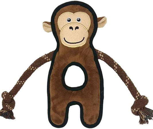 Pet Monkey Rope & Plush Dog Toy - Interactive Tug Toy for Dogs | Eco-Friendly REPT Material | Durable with Squeaky Fun