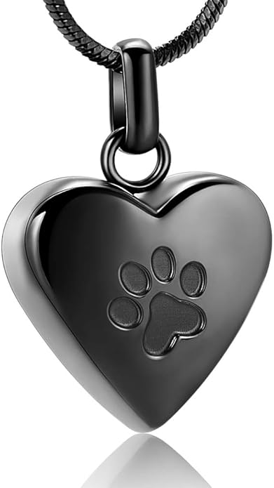 zeqingjw Pet Cremation Jewelry for Ashes Pendant Paw Print Pet Heart Urn Necklace Memorial Keepsake Jewelry for Pet/Dog's/Cat's Ashes