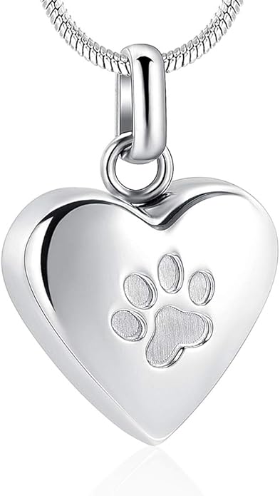 zeqingjw Pet Cremation Jewelry for Ashes Pendant Paw Print Pet Heart Urn Necklace Memorial Keepsake Jewelry for Pet/Dog's/Cat's Ashes