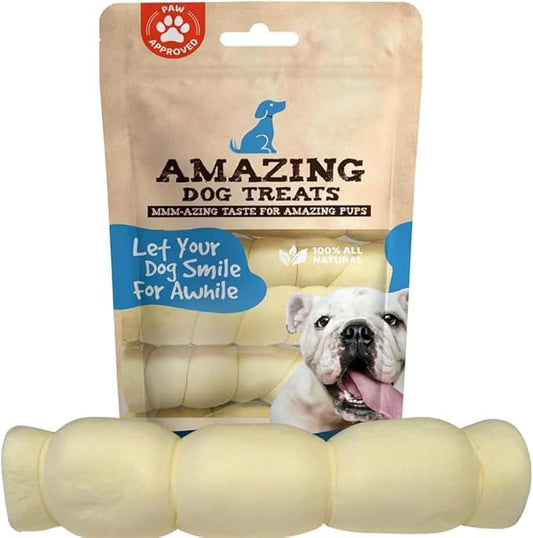 Amazing Dog Treats - Beef Cheek Rolls-(Mega Thick 10" - 6 Pcs) No Hide - Safe Rawhide Alternative Dog Chew - Great for Power Chewers - Long Lasting Dog Chew - No Splinters - Retriever Rolls for Dogs