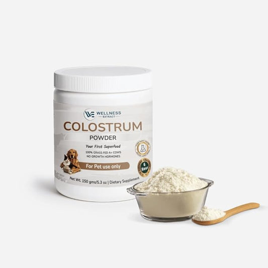 Wellness Extract Bovine Colostrum Powder for Pets ??100% Grass-Fed Cows??Natural Immune & Gut Health Support ??Skin & Coat Supplement for Dogs & Cats ??150g