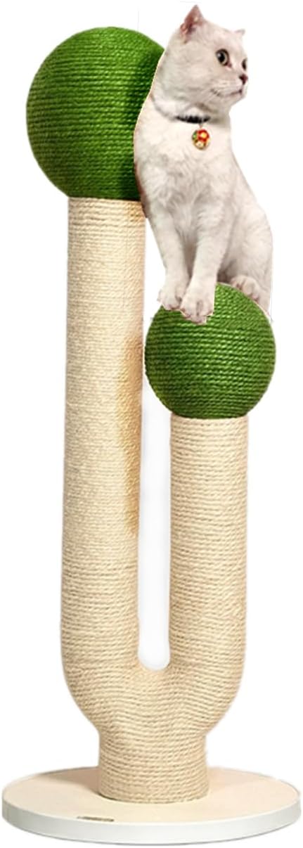 SHENGOCASE Aesthetic Modern 45.3" Tall and Large Themed Cactus Cat Tree Tower Cat Climbing Scratching Post Sisal, Ball Scratcher