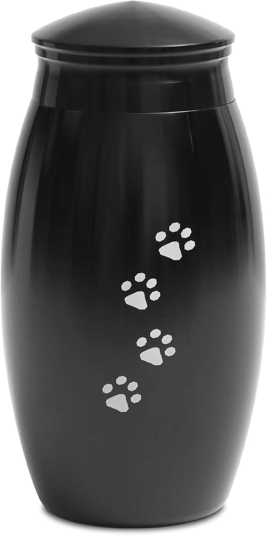 Pet Urns for Dog and Cat Ashes, 5.5 inches Small Stainless Steel Cremation Urn, Pet Paw Print Memorial Urn for Ashes(25 lbs Capacity)