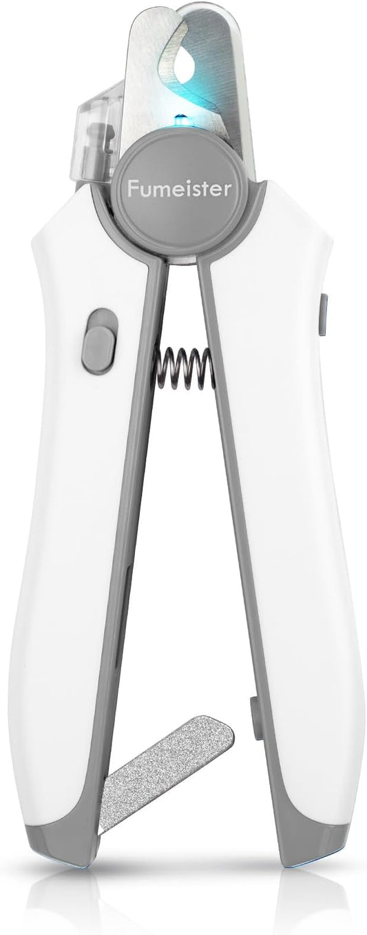 Type-C Rechargeable Dog & Cat Nail Clippers - LED Pet Nail Trimmer Extra Sharp for Small & Medium Dogs (Gray)