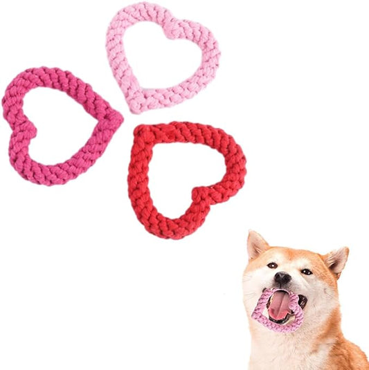 Dog Rope Toys with Heart Shape, Indestructible Dog Squeaky Toy to Keep Them Busy, Durable Plush Interactive Puppy Toys for Small Medium Large Dogs