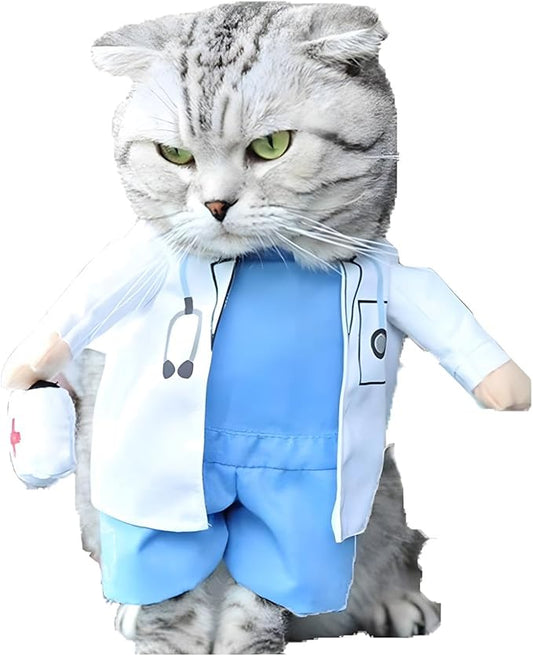 NACOCO Dog Cat Doctor Costume Pet Doctor Clothing Halloween Jeans Outfit Apparel (XS)