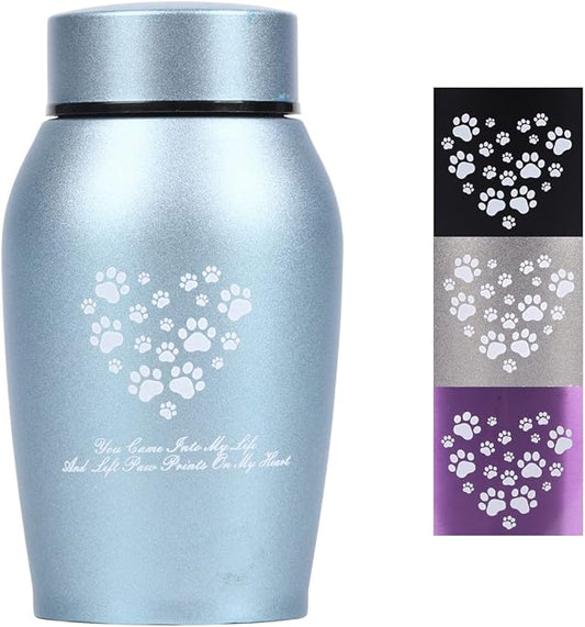 Stainless Steel Pet Urns,Premium Urns for Dog and Cat Ashes,Suitable Size Urns for Pet Ashes (Small, Blue)