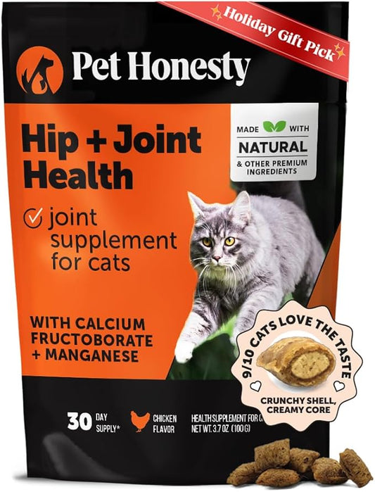 Cat Hip + Joint Health Chews ??Crunchy & Creamy Cat Joint Support Supplement - Glucosamine, Chondroitin & Omega-3s ??Supports Mobility, Flexibility & Comfort for Indoor & Outdoor Cats (Chicken 30-Day)