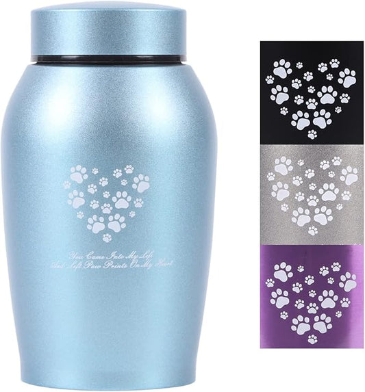 Stainlee Steel Pet Urns,Paws Engraved Dog Urn for Ashes,Cat Creamtion Urn for Ashes,Pet Urn for Large Dog