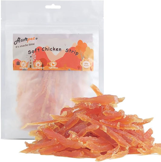 ASMPET Dog and Cat Treats, Chicken Strips, Grain Free Soft Chewy Training Rewards 10.6 OZ
