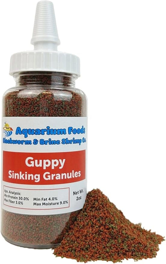 Aquatic Foods Inc. Guppy Sinking Granules Fish Food for Guppies, Endlers, Mollies, Platies, Swordtails, Groumis, Tetras, Catfish, Cichlids, All Community Tropical Fish??oz Squeeze Bottle