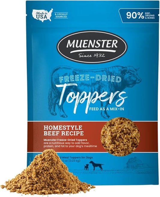 Muenster Freeze Dried Beef Powder Dog Food Topper or Mixer (8oz) - Grain Free