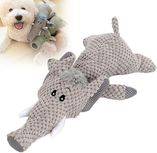 Dog Plush Toys for Aggressive Chewers, 2026 New Indestructible Dog Squeaky Toys Dogs Puppy Chew Toys, Durable Chew Toys Dogs Plush Toy to Keep Them Busy (Grey Elephant)