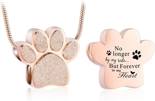 zeqingjw Pet Cremation Jewelry for Ashes Pendant Paw Print Pet Heart Urn Necklace Memorial Keepsake Jewelry for Pet/Dog's/Cat's Ashes
