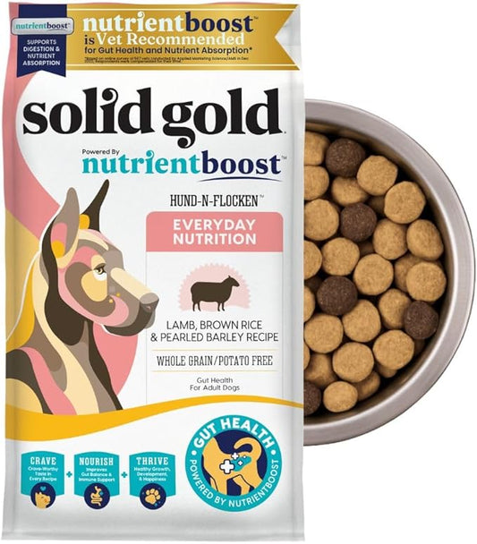 Solid Gold Lamb Dog Food Dry for Adult & Senior Dogs??High Protein Healthy Dog Kibble for Medium & Large Breeds ??Whole Grain, Omega 3 & Probiotics for Gut Health & Digestion ??Nutrientboost????.75LB