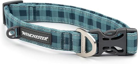 Winchester Printed Designer Dog Collar, Buffalo Aqua, M