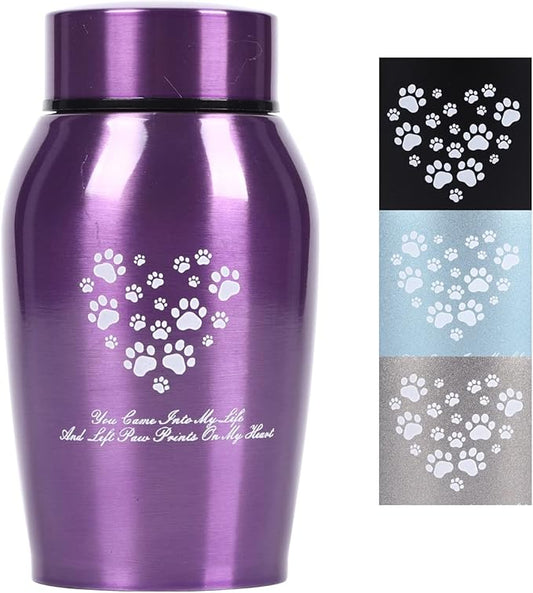 Stainless Steel Pet Urns,Premium Urns for Dog and Cat Ashes,Suitable Size Urns for Pet Ashes (Small, Purple)