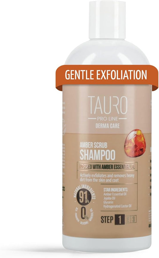 Tauro Pro Line Dog Shampoo for Itchy Skin Relief, Exfoliating Pet Wash Scrub for Deep Cleansing, Pet Shampoo for Dogs, Cat & Puppy Sensitive Skin (Derma Care 13.5 Fl Oz)