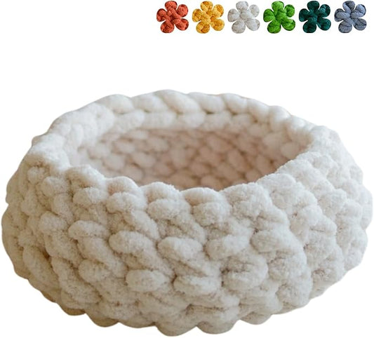 Cat Nest Bed ??Premium Handwoven Washable Extra Soft Round Cave House for Indoor Kitten & Kitty, Small & Large (Cloud White,Medium)