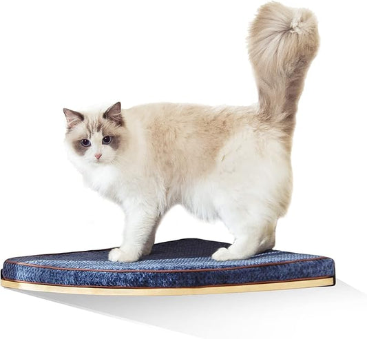 Wall Mounted Corner Cat Bed - Cat Shelf with Comfortable Cushion - Minimalistic Cats Furniture for Indoor Cats - Climbing Perch for Wall,Cream