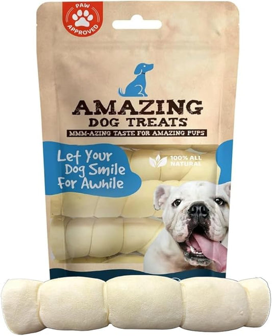 Amazing Dog Treats - Beef Cheek Rolls (10 Inch Regular - 30 Pcs) - Safe Rawhide Alternative Dog Chew - Great for Power Chewers - Long Lasting Dog Chew - Retriever Rolls